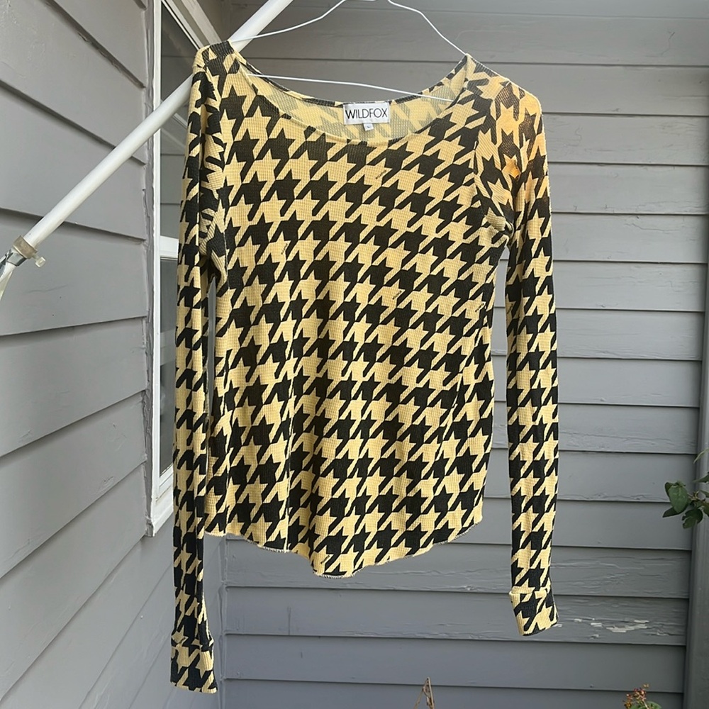 Wildfox houndstooth long sleeve shirt